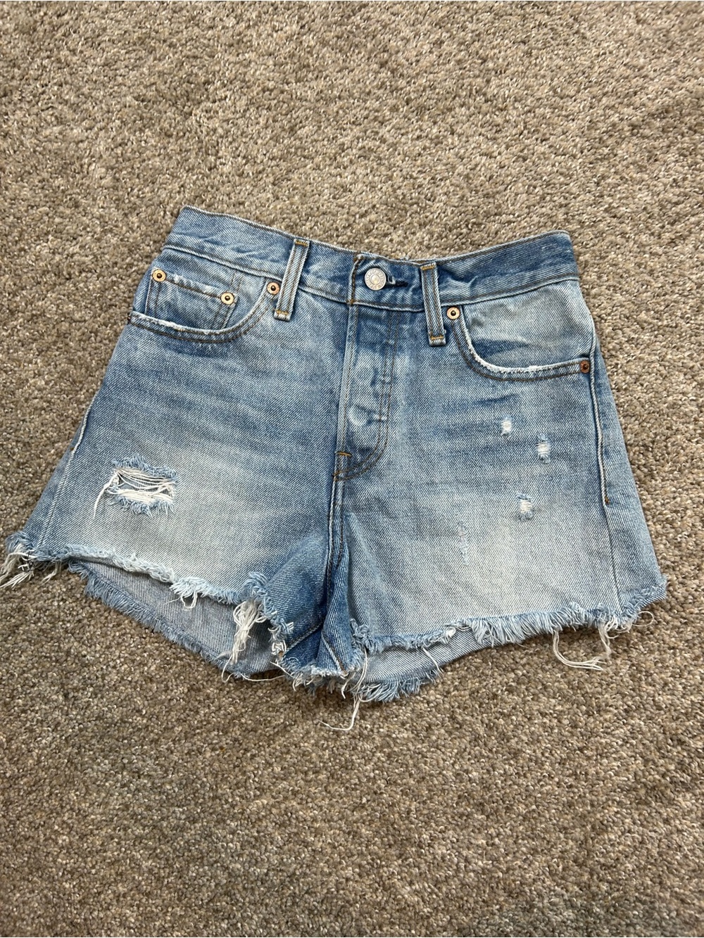 Levi's Light Blue Distressed Denim Cutoff Shorts